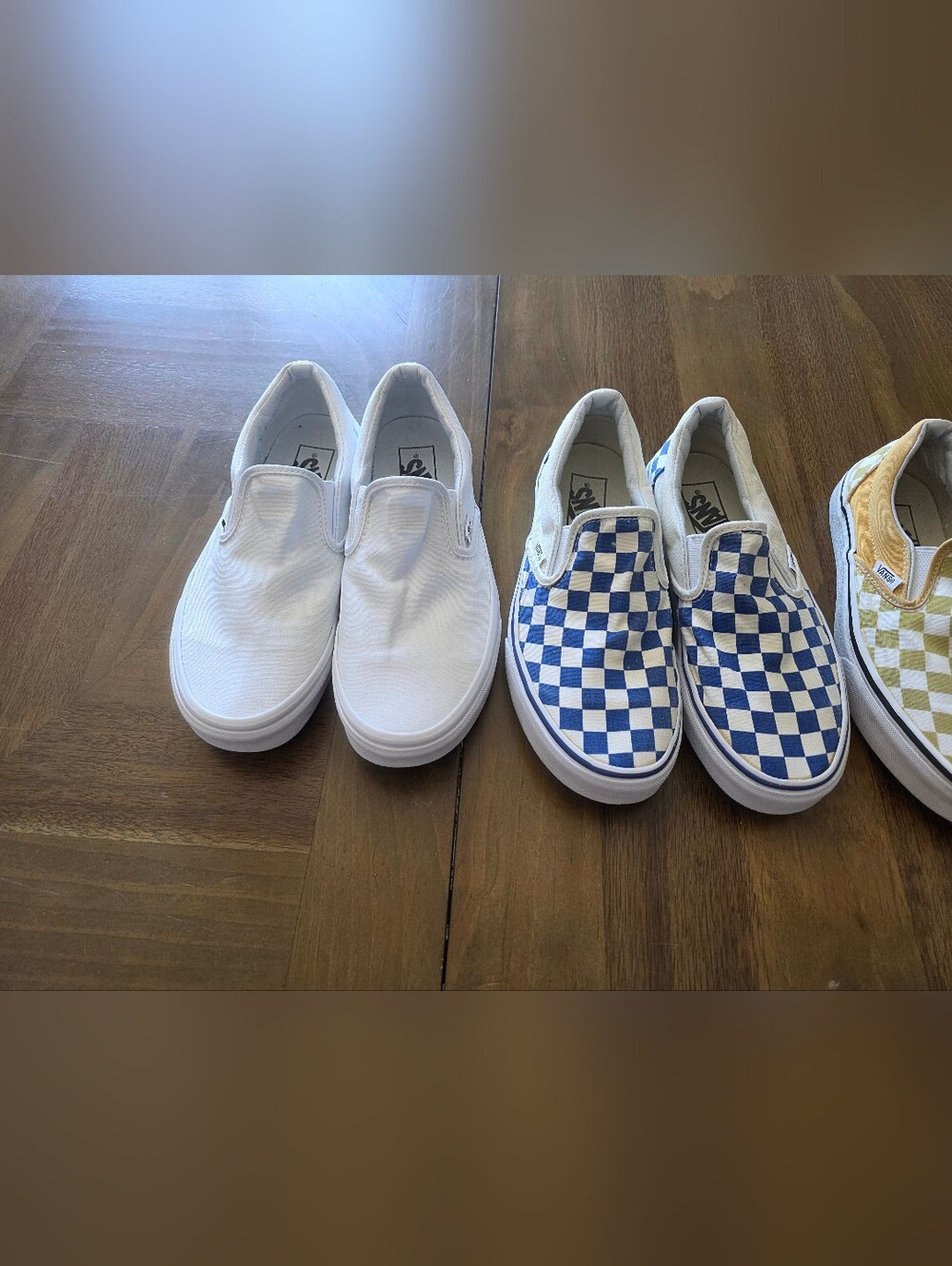 VANS Classic Check Slip-On Shoes Sz 7.5 Womens / 6 Mens Set 3 Low Top Sneakers - Picture 4 of 14